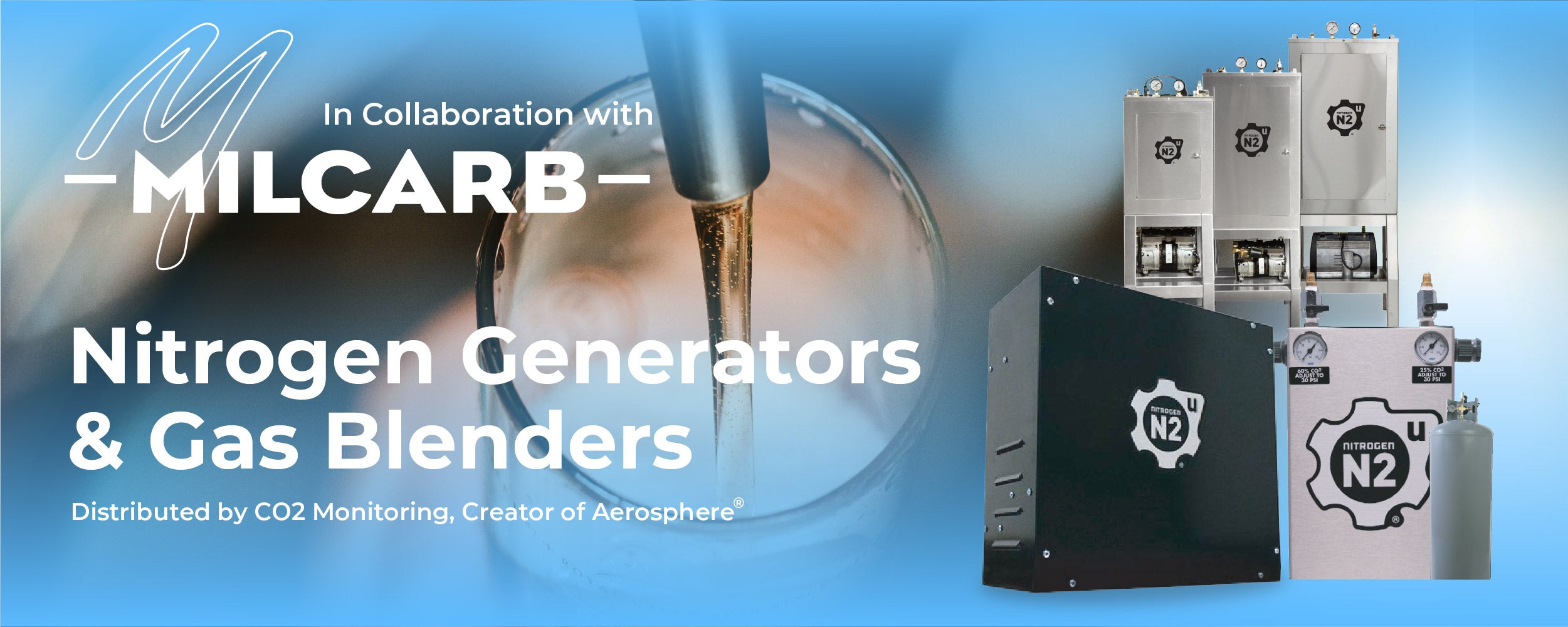 Nitrogen generators and gas blenders with Milcarb