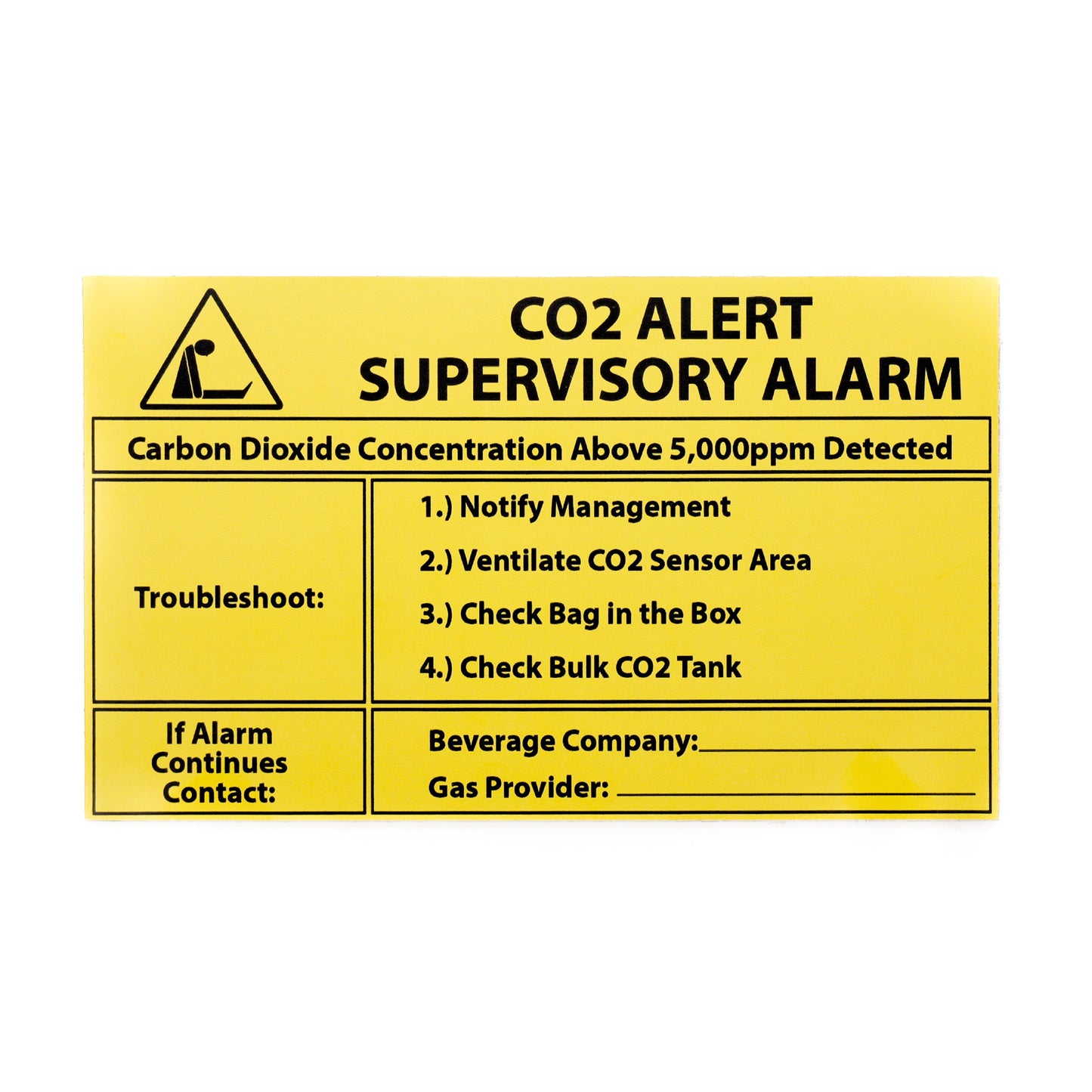 CO2 Alert Supervisory Alarm Sign Large