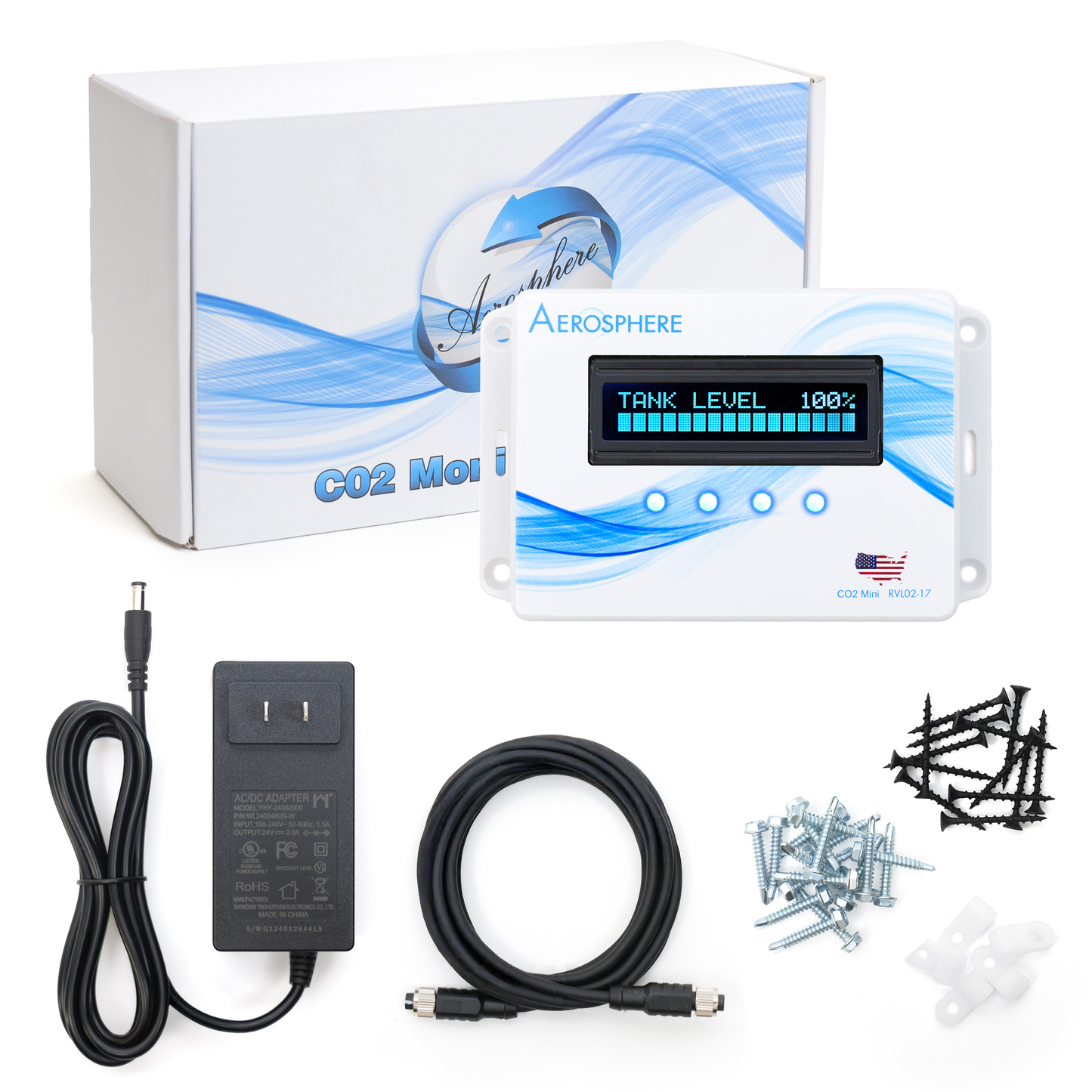 Aerosphere® Level Indication Unit CO2 Gas Leak Detection System Kit with Hardware and Cables