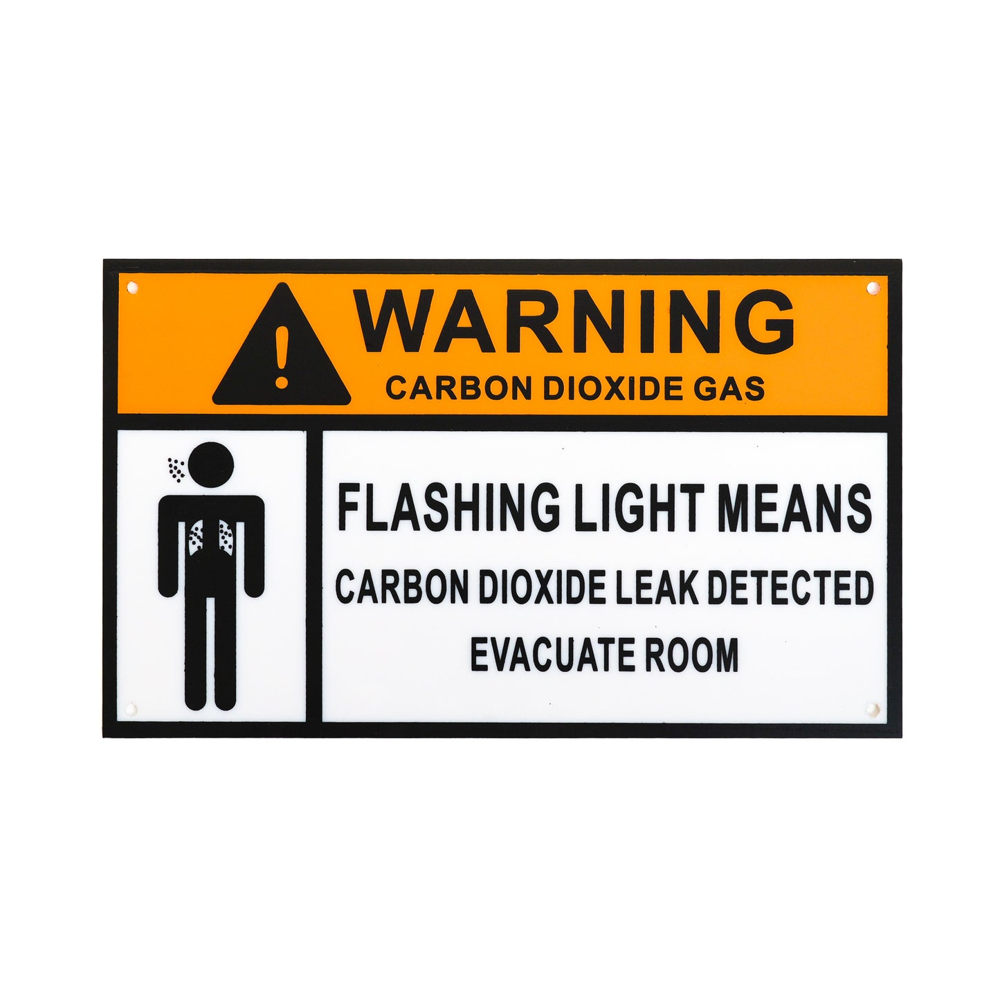 Aerosphere® Warning CO2 Flashing Light Means Carbon Dioxide Leak Detected Sign