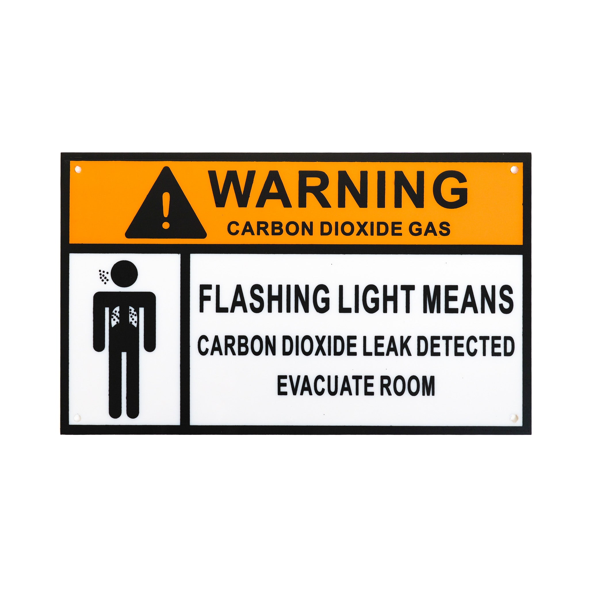 Warning CO2 Leak Evacuation Aluminum Sign Aerosphere CO2 Monitoring